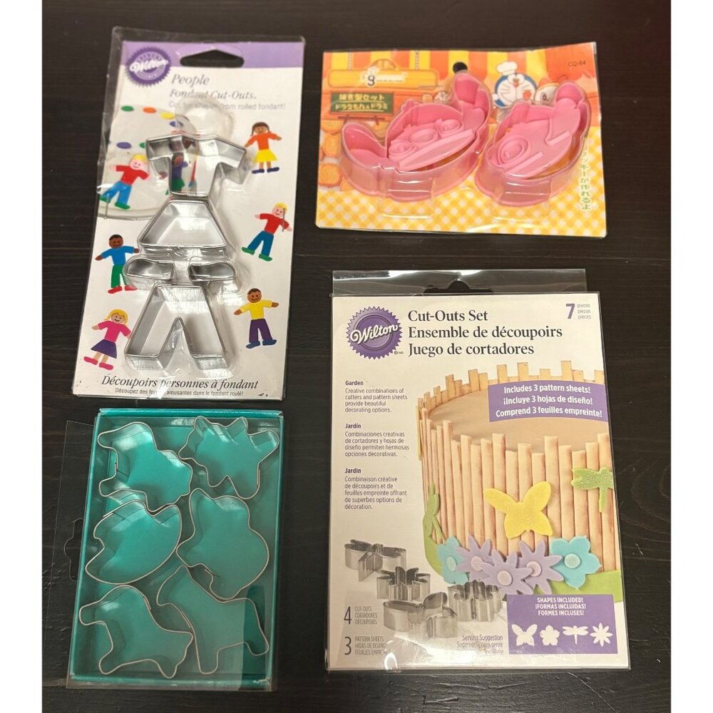 Wilton Fondant & Cookie Cutters Set People Garden Animal Flower Shapes Cake